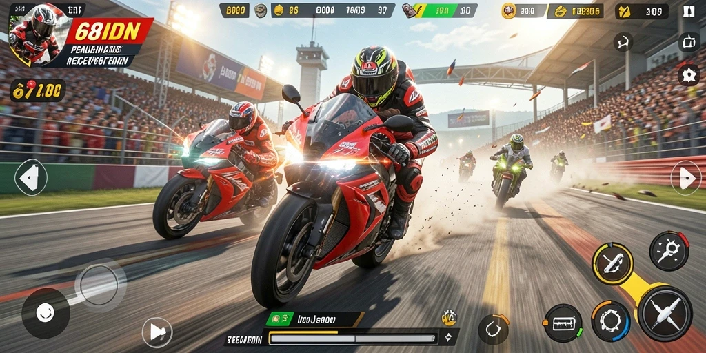 Screenshot <strong>68IDN</strong> menampilkan balapan motor yang seru di lintasan yang menantang.