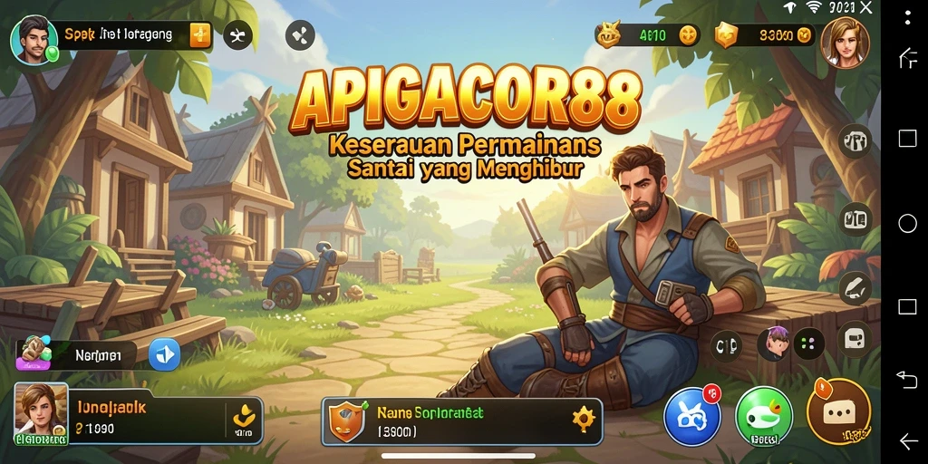 Screenshot gameplay APIGACOR88 menampilkan aksi seru dan karakter lucu.