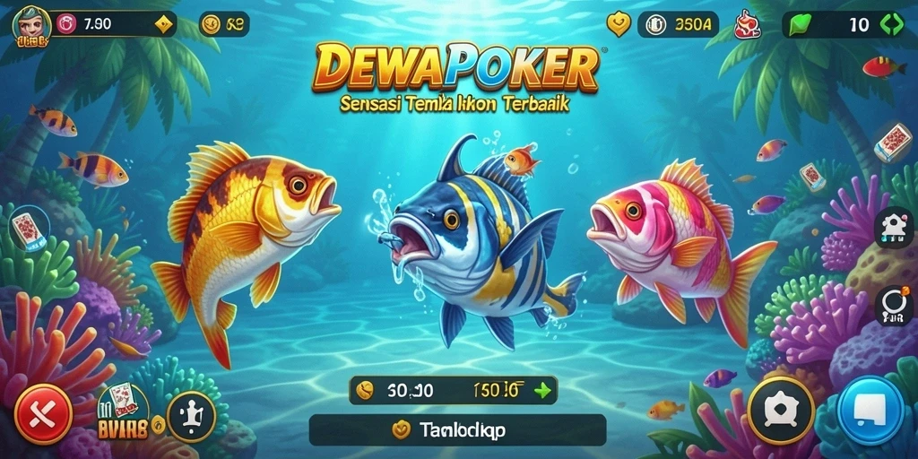 Screenshot gameplay DEWAPOKER menampilkan aksi tembak ikan yang seru.