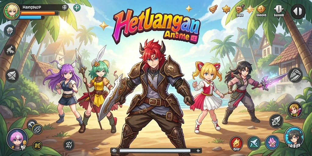Tampilan gameplay seru dengan karakter Anime yang menawan.