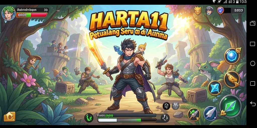 Tampilan gameplay HARTA11 yang memukau dengan karakter anime.