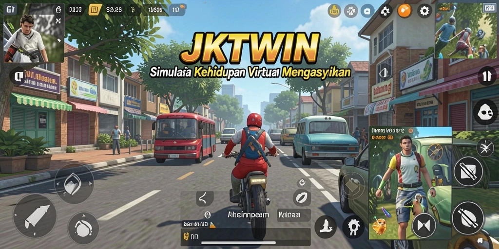 Tampilan gameplay JKTWIN yang menarik dengan karakter dan lingkungan yang hidup.