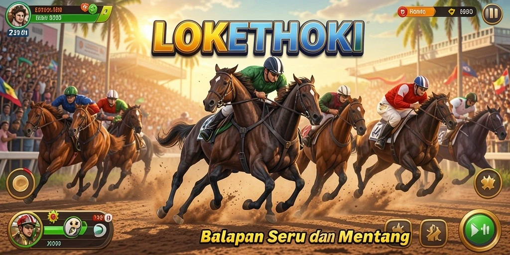 Screenshot gameplay LOKETHOKI menampilkan balapan yang mendebarkan dan grafis menawan.