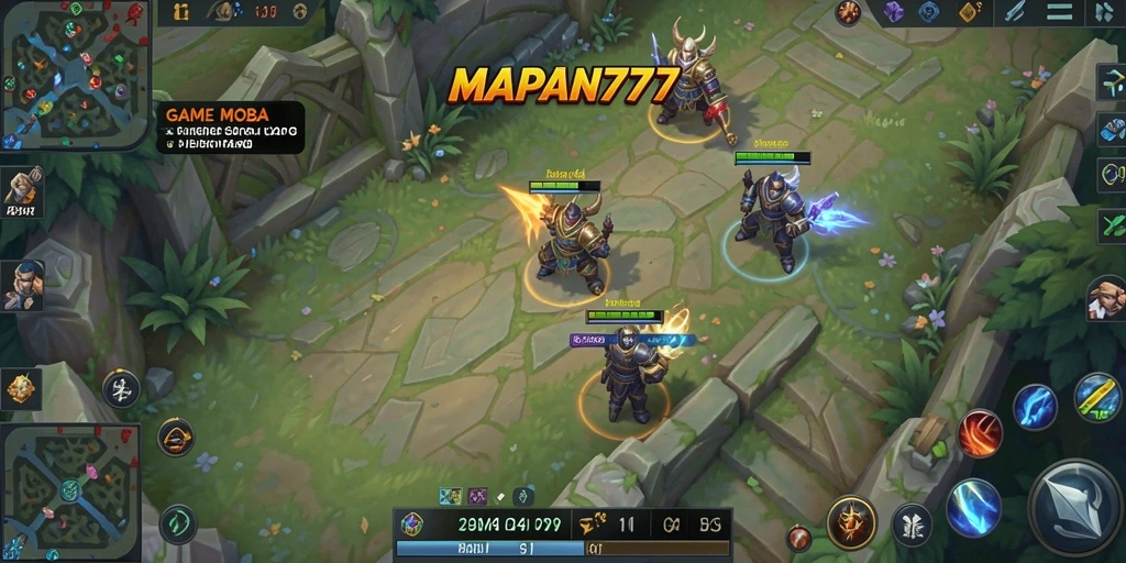 Screenshot utama MAPAN777 dengan tampilan gameplay MOBA yang menegangkan.