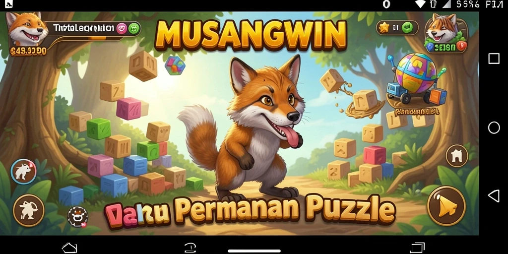 Tampilan gameplay MENARIK dari MUSANGWIN menampilkan teka-teki penuh warna.
