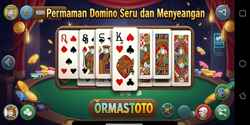 Screenshot gameplay ORMASTOTO yang menampilkan suasana permainan domino.