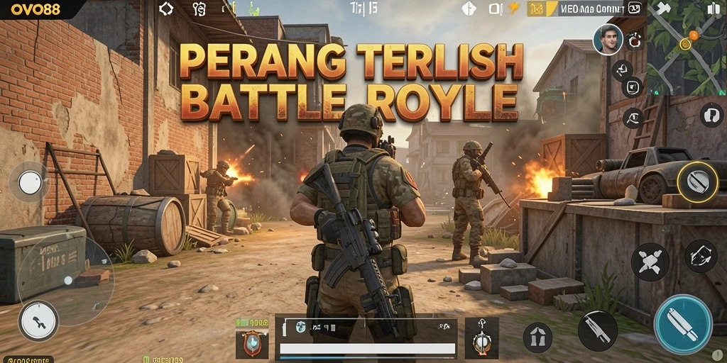 Tampilan gameplay Battle Royale penuh aksi di OVO88.