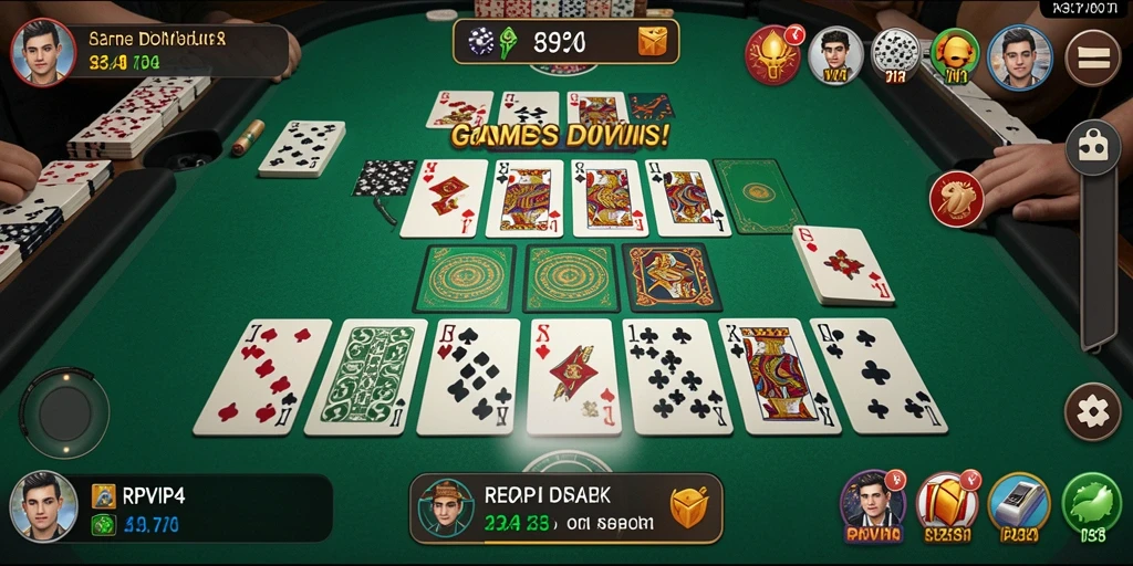 Screenshot gameplay RPVIP4 menampilkan suasana bermain Domino yang seru.