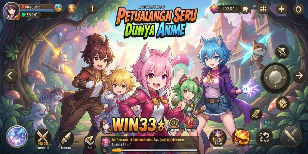 Tampilan gameplay WIN33 dengan aksi seru dan karakter anime yang menawan.